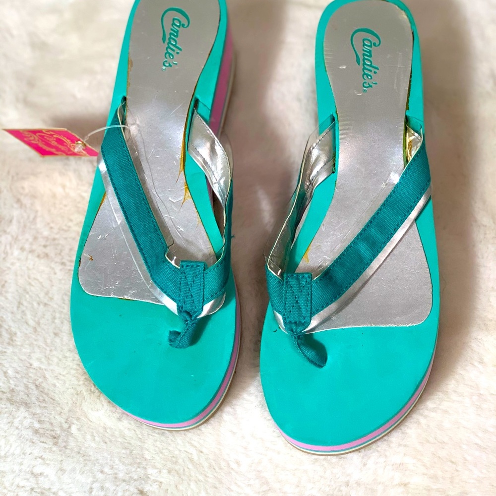 Candies wedge sandals pink and blue - Picture 4 of 10